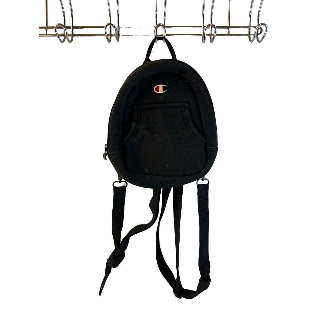 Champion mini plush backpack purse black 9x8" adjustable strap